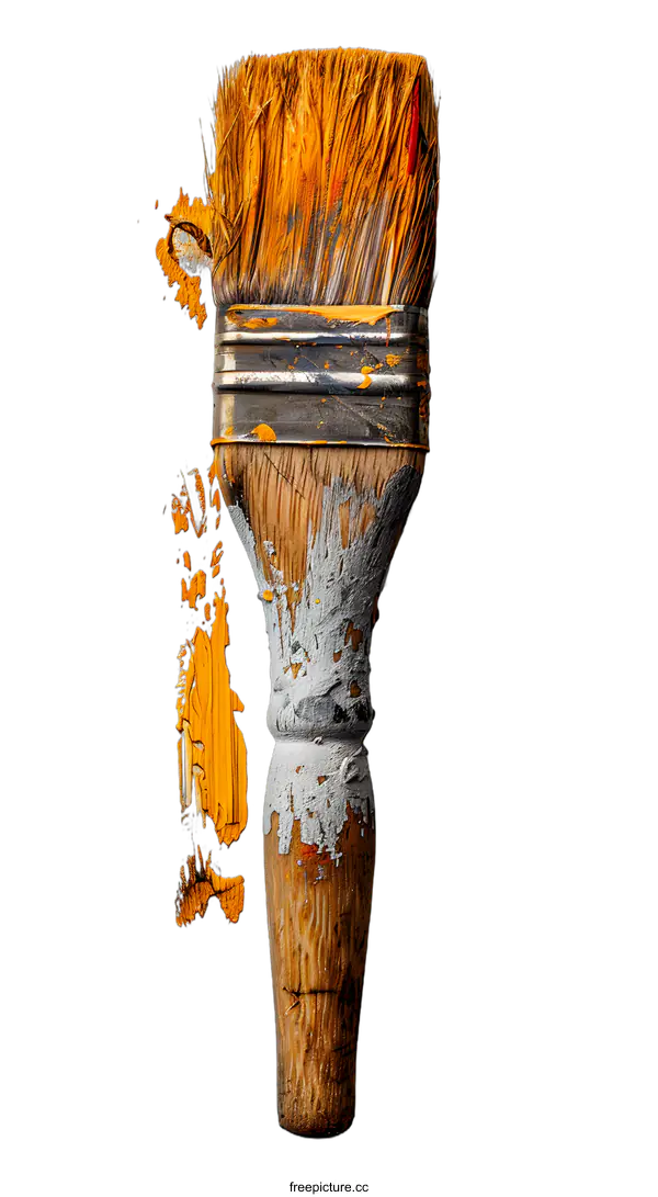 [Transparent Background PNG]paintbrush covered in yellow oil paint