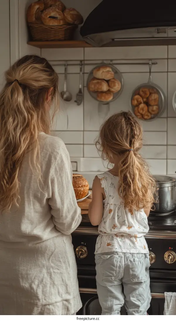 Family Baking in the Cozy Kitchen