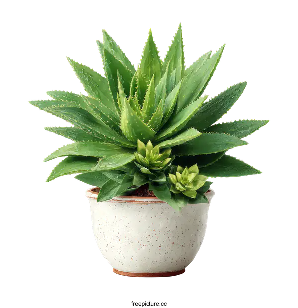 [Transparent Background PNG]Aloe Vera Plant in a Decorative Pot