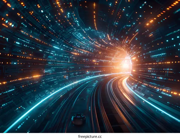 Futuristic Data Tunnel Visualization