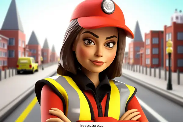 Traffic Warden on City Street