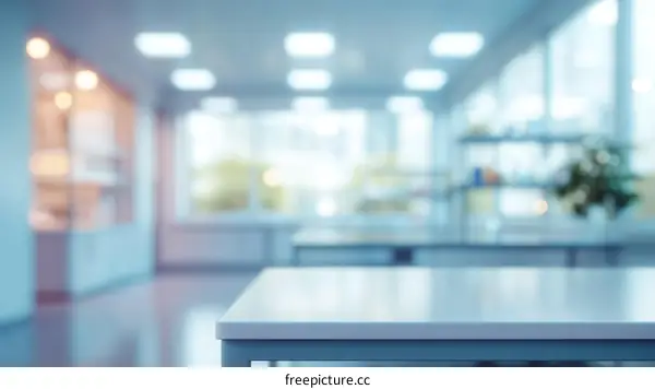 Blurred Laboratory Interior Table Top Image