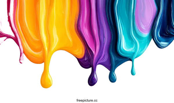 [Transparent Background PNG]Abstract Colorful Paint Drips Art Design