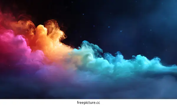 Abstract Colorful Smoke Cloud in the Night Sky