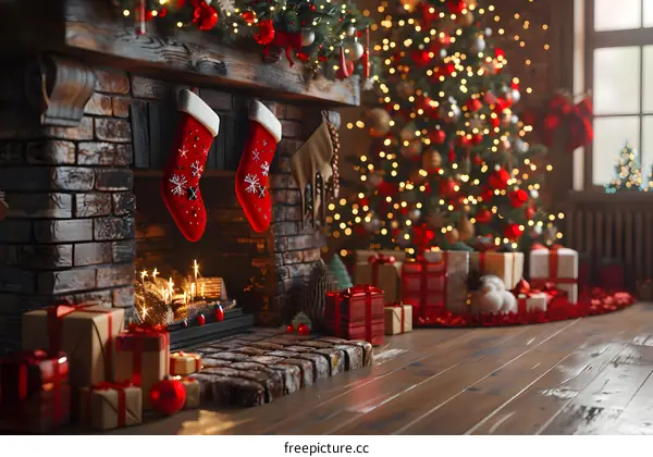 Christmas tree in a living room