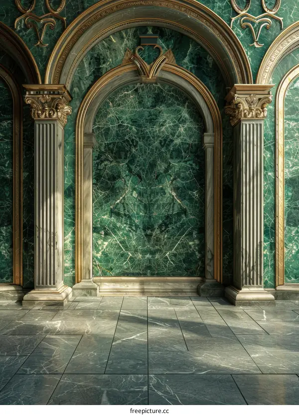 Antique Emerald Marble Hallway Illustration