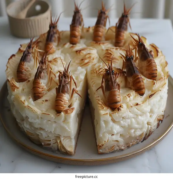 Mashed Potato Cake with Crayfish