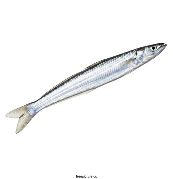 [Transparent Background PNG]A close-up view of a silver-colored smelt fish