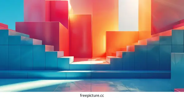 Surreal Geometric Structure with Warm Light
