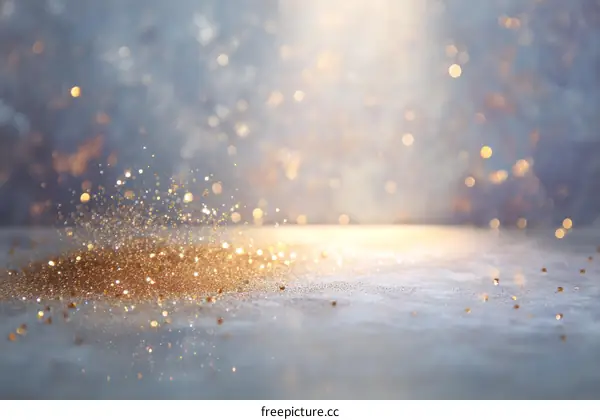 Golden Glitter Background with Bokeh Lights