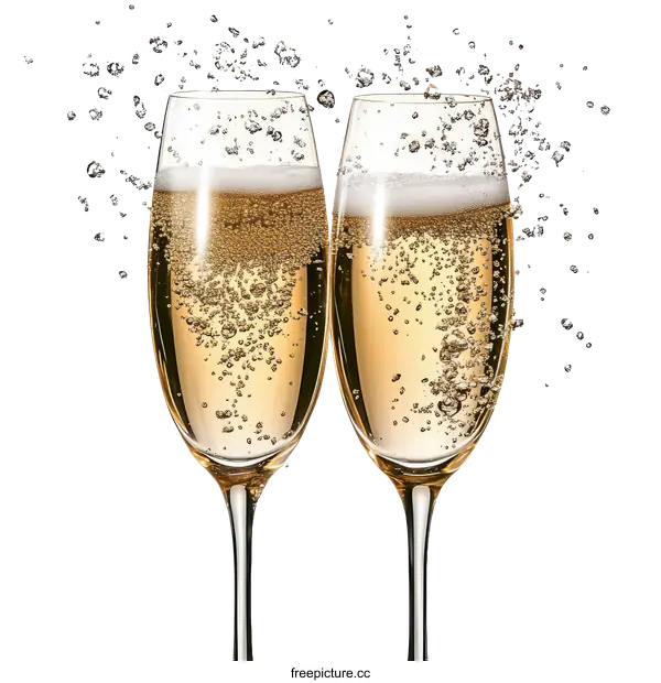 [Transparent Background PNG]Celebration Champagne Glasses with Sparkling Drink