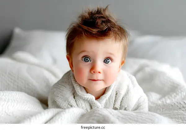 Adorable Baby Girl on a Cozy Bed