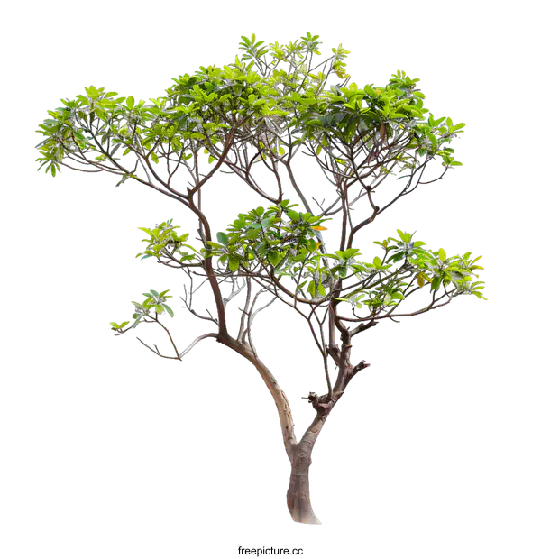 [Transparent Background PNG]Isolated Small Green Tree with Brown Branches on White Background