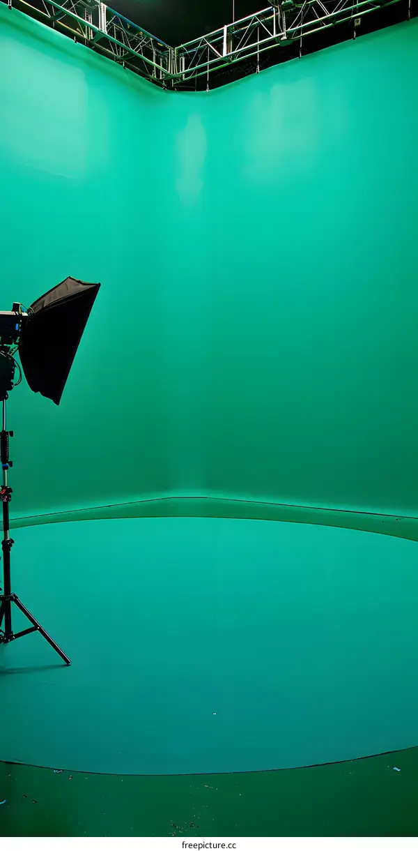 Green Screen Studio With Lighting Equipment