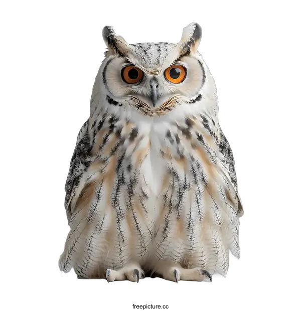 [Transparent Background PNG]Majestic Owl Portrait on White Background