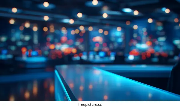 Modern Control Room Interior with Blurry Background