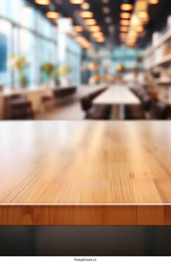 Wooden Table with Blurred Background