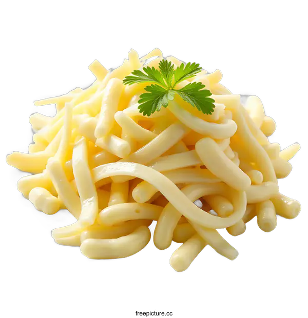 [Transparent Background PNG]Pile of Cooked Fettuccine Noodles With Parsley