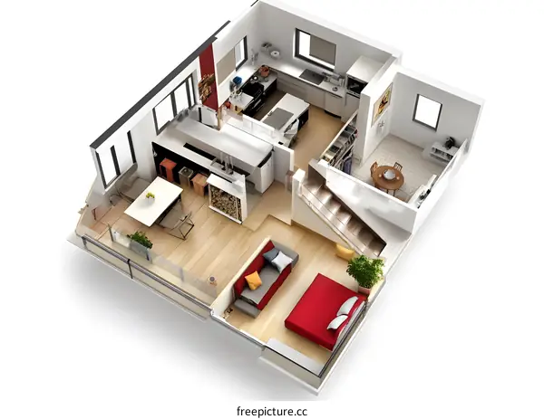 3D Rendering of a Modern Apartment Interior Design