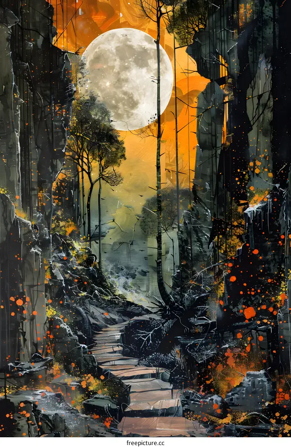 Moonlit Forest Path