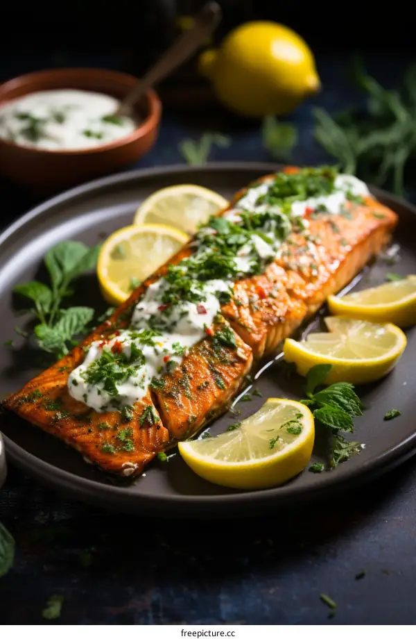 Grilled Salmon with Lemon and Herbs