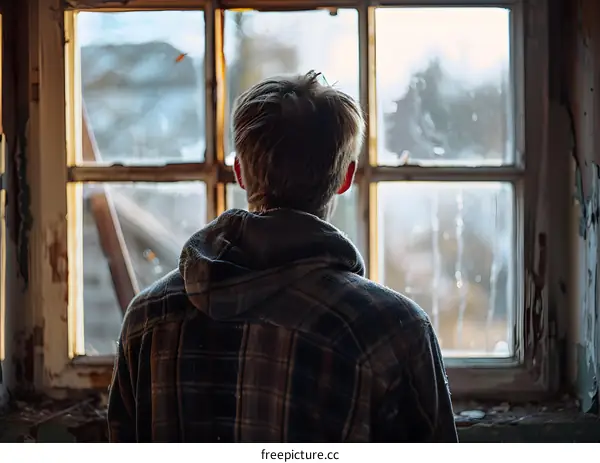 A man looking out the window