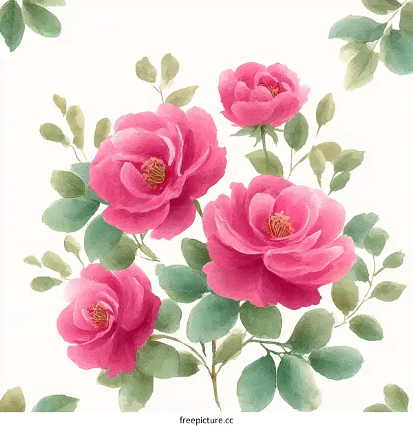 Beautiful Watercolor Rose Flower Pattern