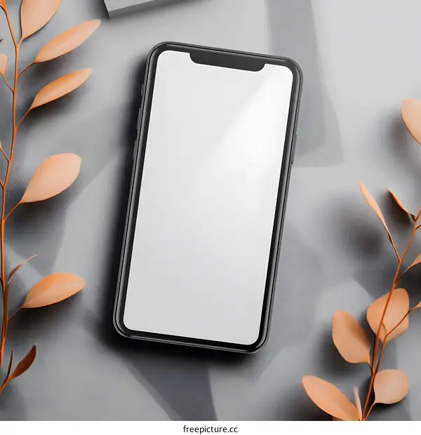 Modern Smartphone Mockup with White Screen and Minimalist Background