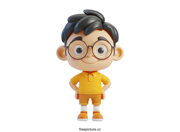 [Transparent Background PNG]3D rendering of a cute cartoon boy