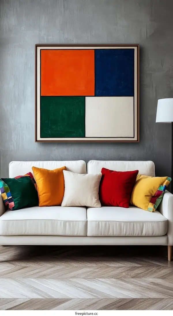 Abstract Art Painting on a Living Room Wall