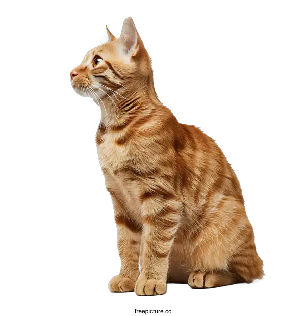 [Transparent Background PNG]Cute Ginger Cat Sitting on White Background