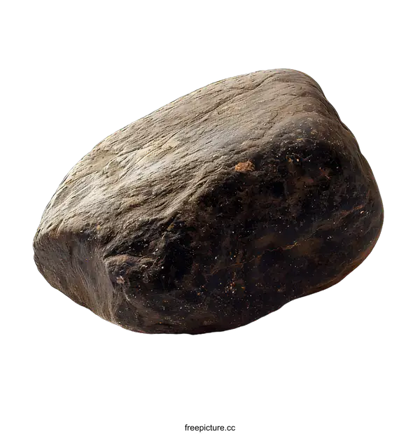 [Transparent Background PNG]Smooth Dark Grey Stone Isolated on White Background