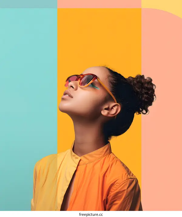 Portrait of a Young Black Woman With Brightly Colored Sunglasses