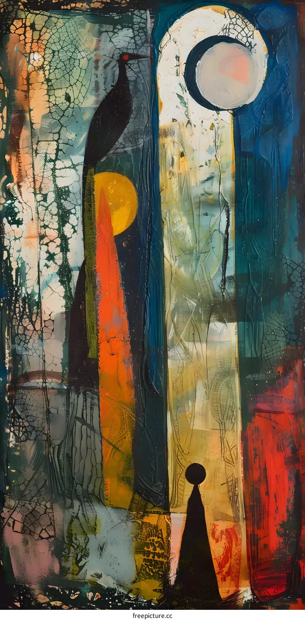 Abstract Art Bird Figurative Painting