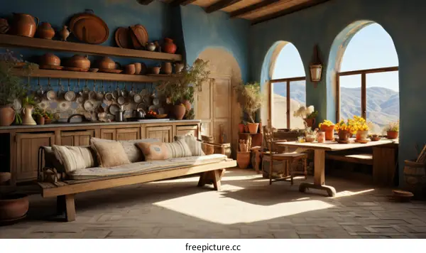 A cozy kitchen with a beautiful view