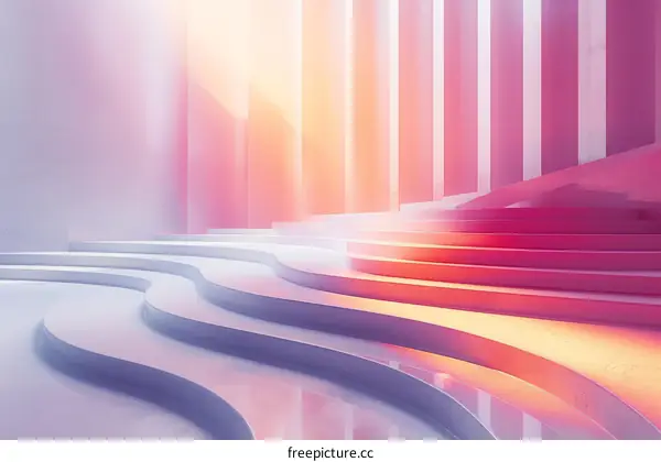 Pink and White Podium with Steps for Product Showcase