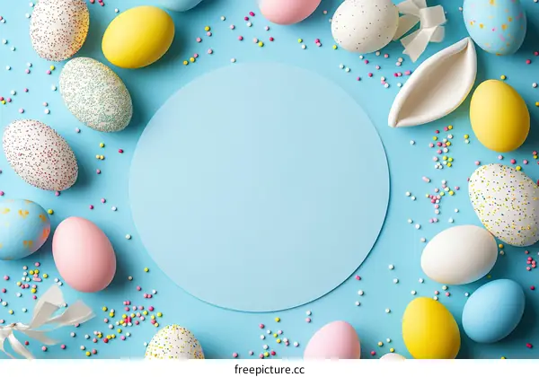 Colorful Easter Eggs on a Pastel Background