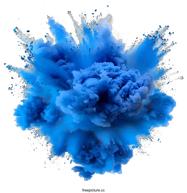 [Transparent Background PNG]Blue Ink Explosion on White Background