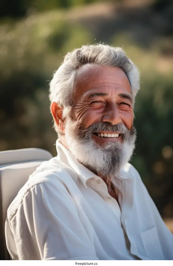 Portrait of a smiling elderly man with a beard