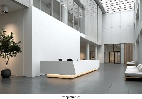 Modern Lobby Interior Design with Reception Desk