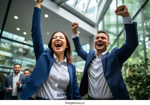 Business people celebrating their success
