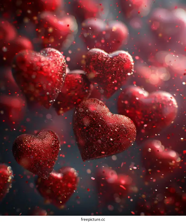 Sparkling Red Glitter Hearts