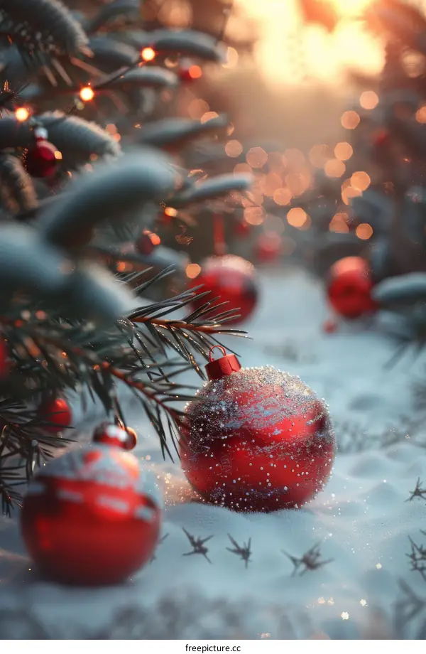 Red balls on Christmas Day