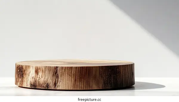 Wooden Display Stand Against a Light Grey Wall