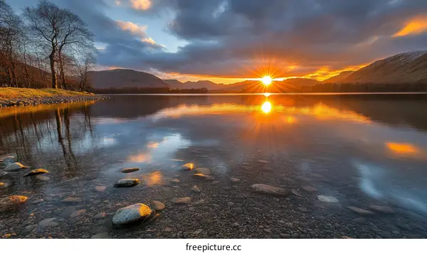Serene Lake Sunset Landscape