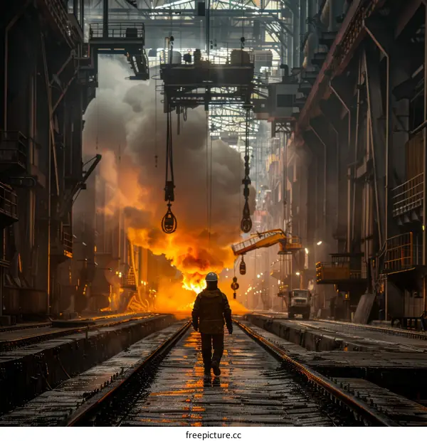 Steel Mill Worker in Hard Hat