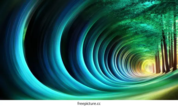 Abstract Colorful Tunnel Through Trees