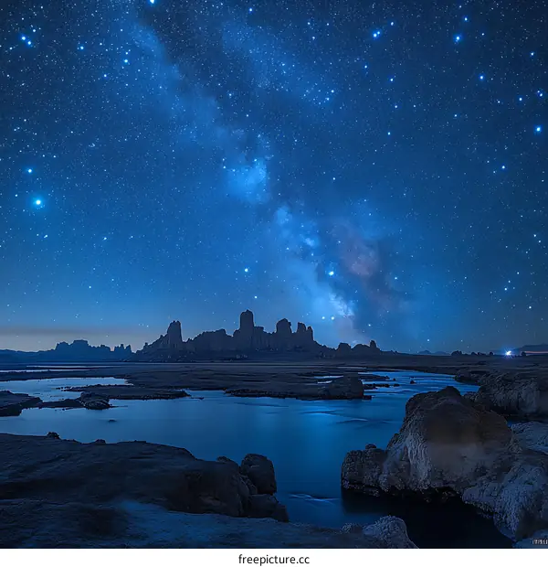 Night Sky Over a Desert Landscape