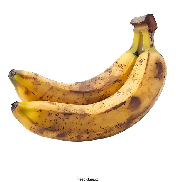 [Transparent Background PNG]Two ripe bananas on white background