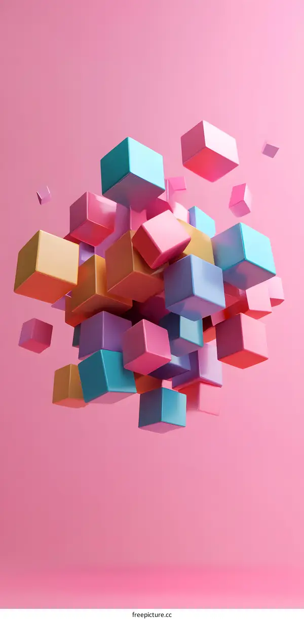 Colorful 3D Geometric Shapes Abstract Background